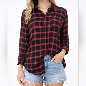 CHRISTOPHER AND BANKS  Women's Cozy Soft Flannel Plaid Shirt Size Medium
